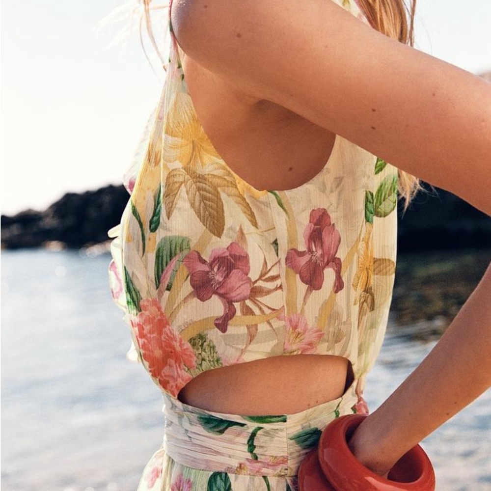 Zara Cream Floral High-Low Dress - Picture 6 of 10